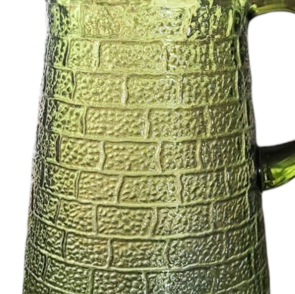 Vintage - Barlett Collins Mid Century Modern Brick Road Avocado Glass Pitcher‎ - Picture 4 of 4